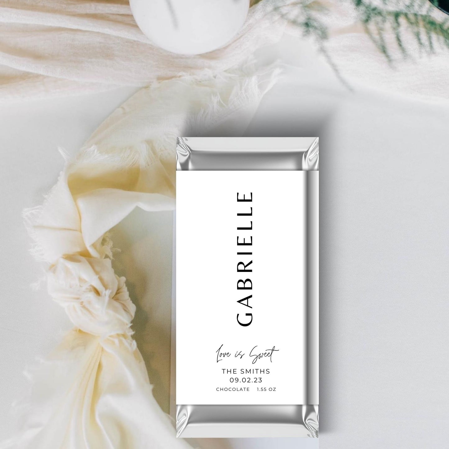 Printable Chocolate Bar Wrapper Template, Wedding Place card Chocolate Wrapper Canva, Minimalist Candy Bar Wrapper, Black and White Wrapper