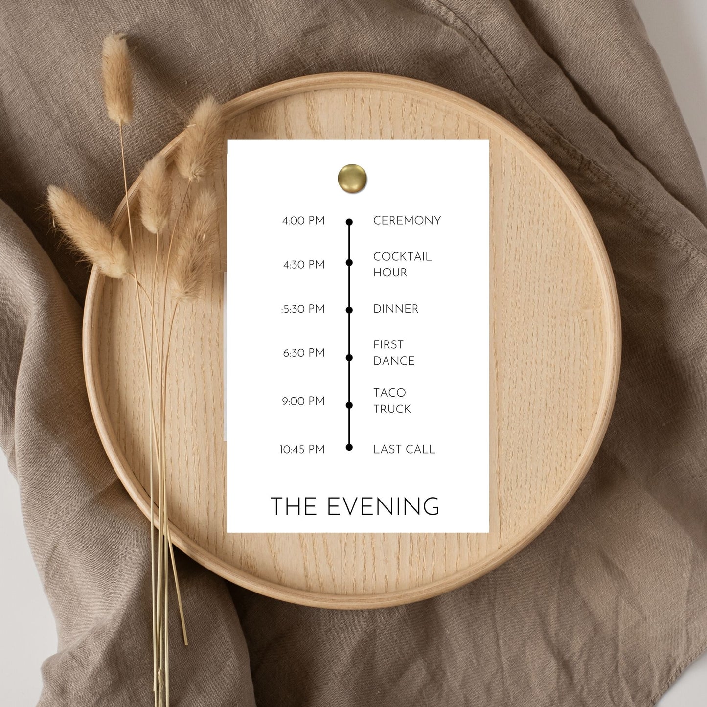 DIY Order of Events Canva Template | Neutral Timeline Card | 4x6 Card | INSTANT Download | Optional Fastener Hole | White & Ivory Included