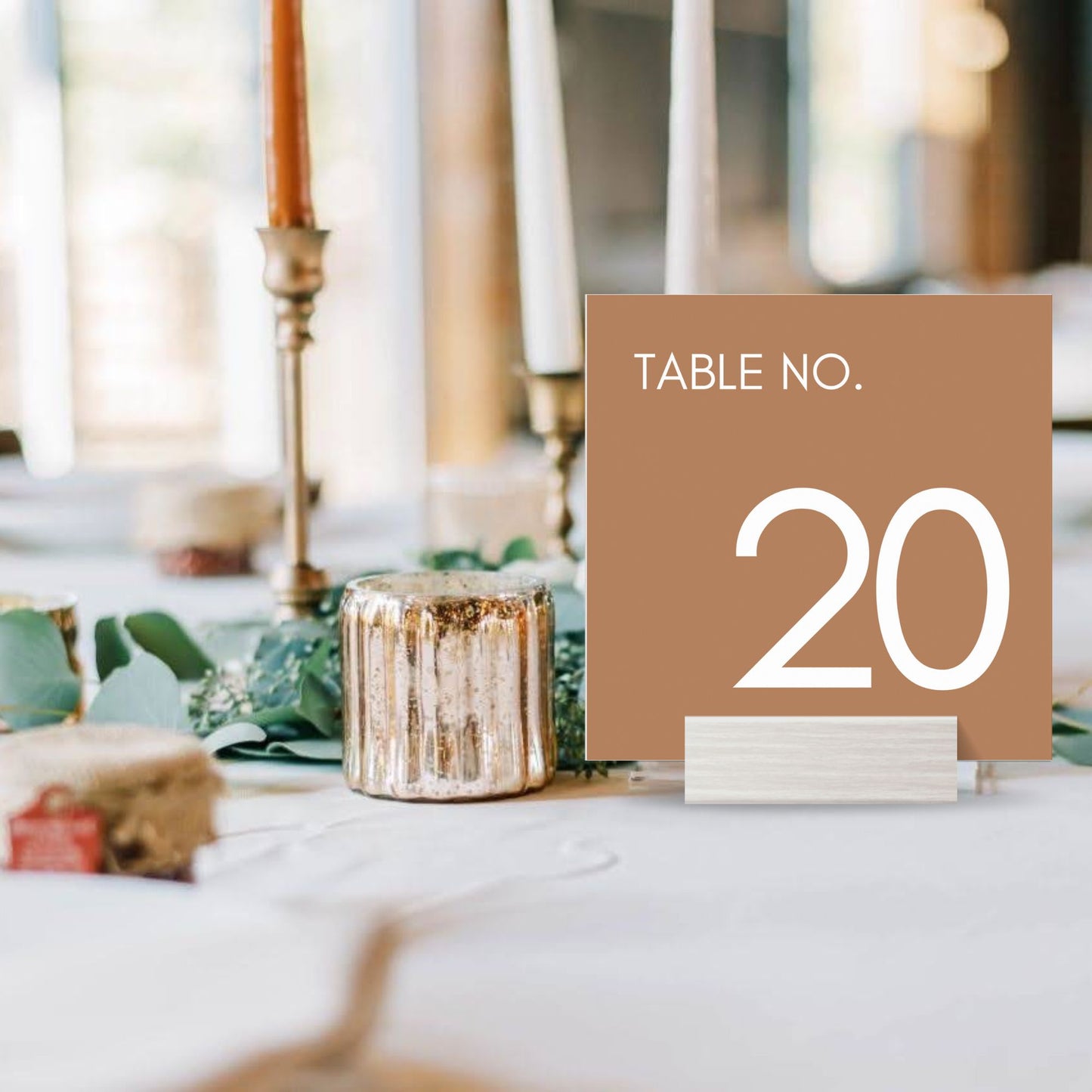 Terracotta Rust Minimalist Square Table Numbers Template | 5x5 Table Numbers Printable | Modern Square Wedding Table Numbers | Download in Canva