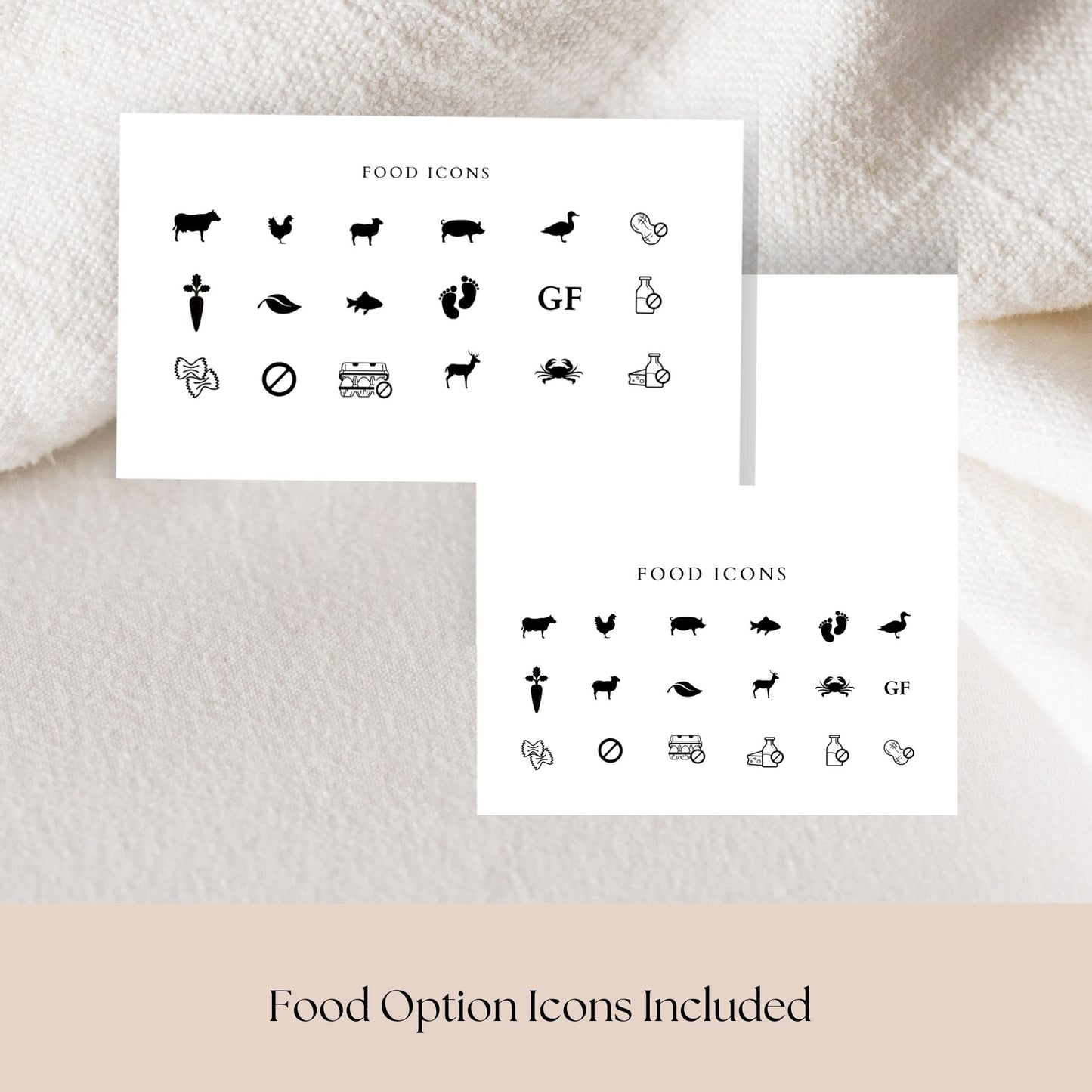 Wildflower Wedding Place Card Template, Tent & Flat Printable Name Card, Folded Wedding Escort Cards with Food Icons, Editable in FREE Canva