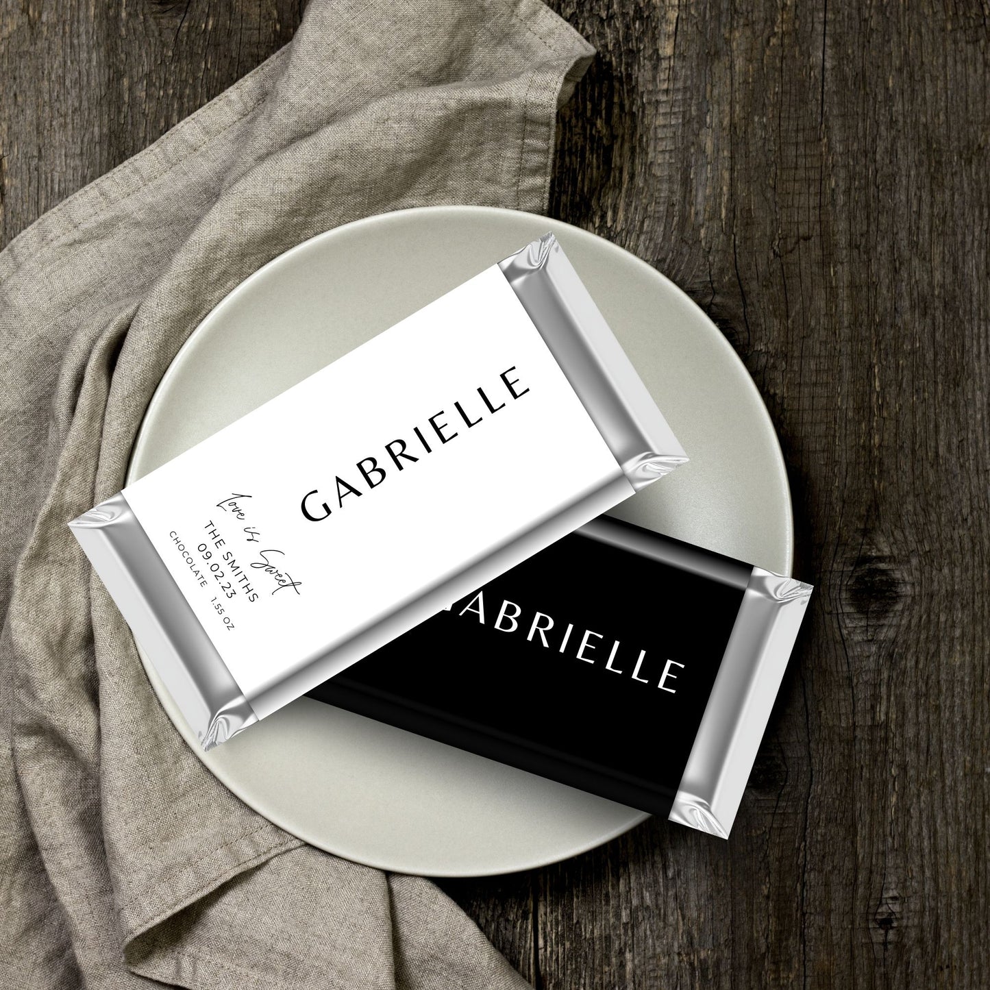 Printable Chocolate Bar Wrapper Template, Wedding Place card Chocolate Wrapper Canva, Minimalist Candy Bar Wrapper, Black and White Wrapper