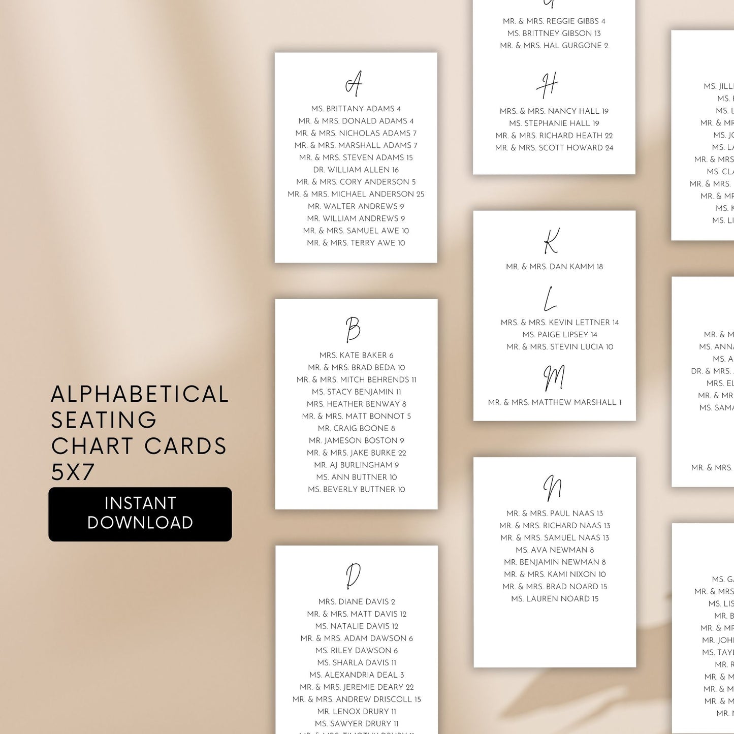 Minimalist Wedding Seating Chart Card Template, Modern Assigned Seating Chart Cards, Simple Seating Chart Cards for Wedding, Wax Seal Cards