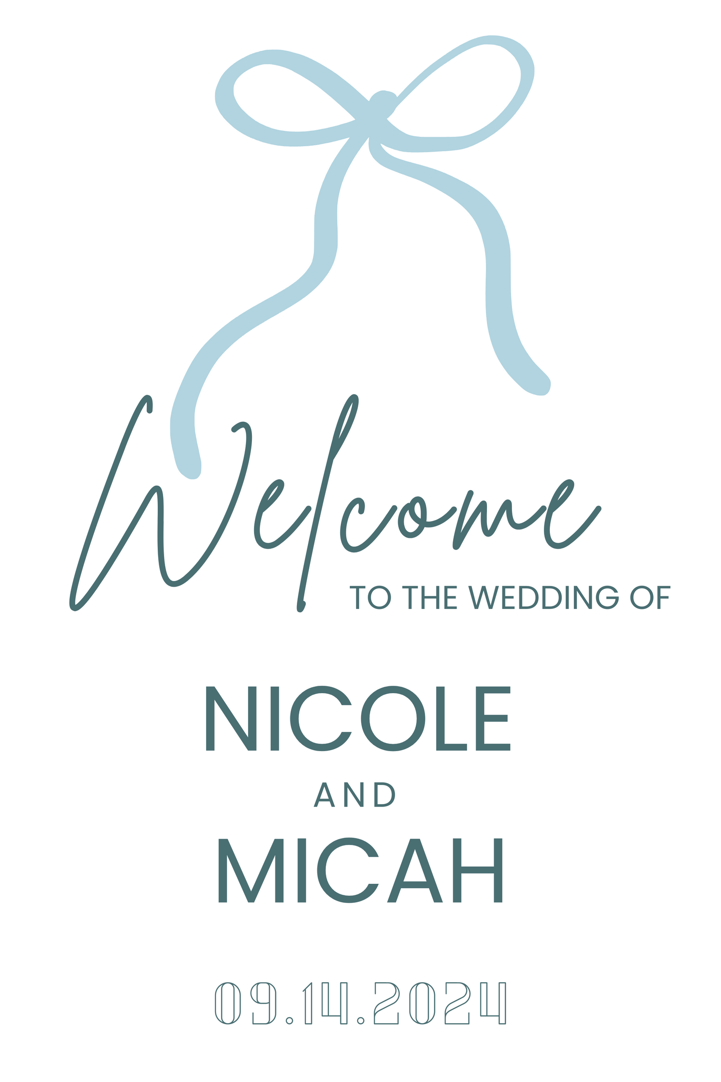 Bow Design Wedding Welcome Sign | Baby Shower Welcome Sign | Dusty Blue Wedding | DIY Customized Wedding Sign | Canva INSTANT Download
