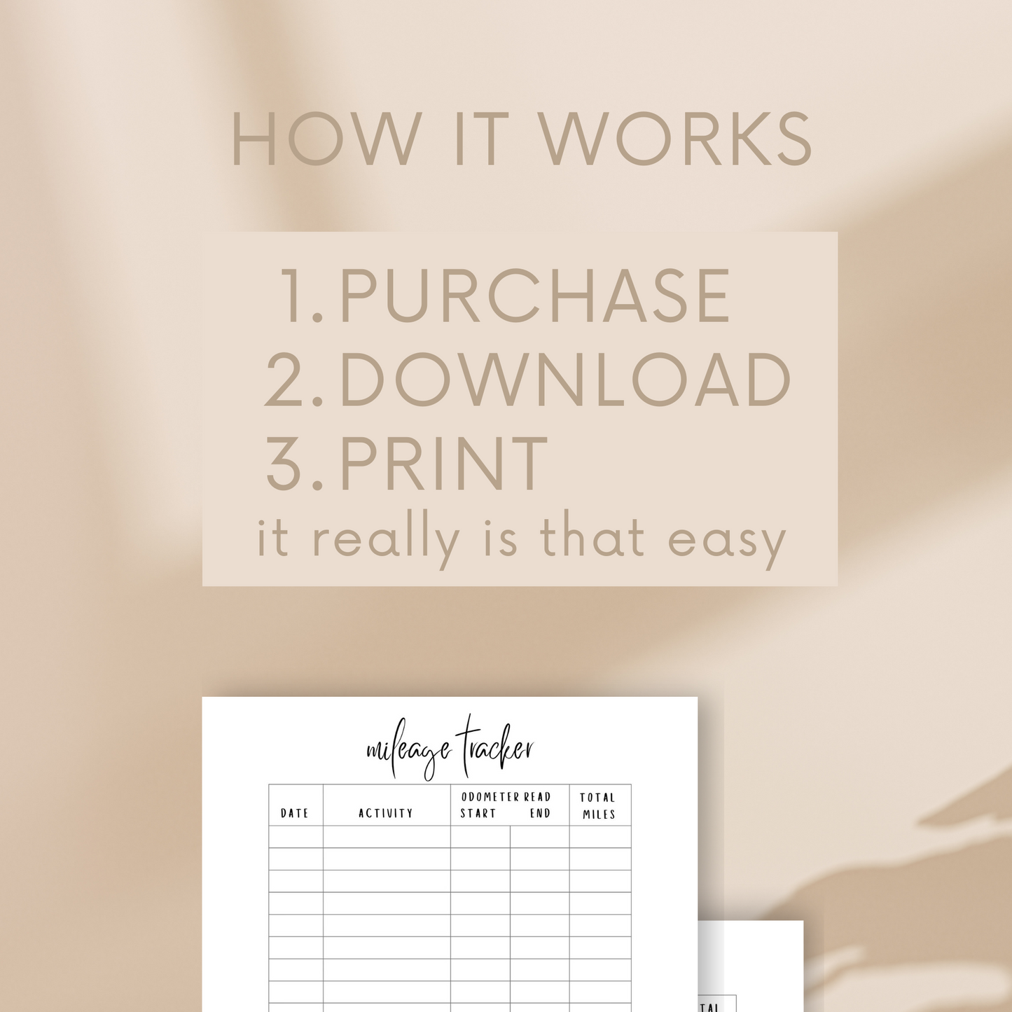 Mileage Tracker Printable | Vehicle Mileage Tracking | Business Mileage Log | Personal Mileage Tracker | Car Mileage | Tax Deduction