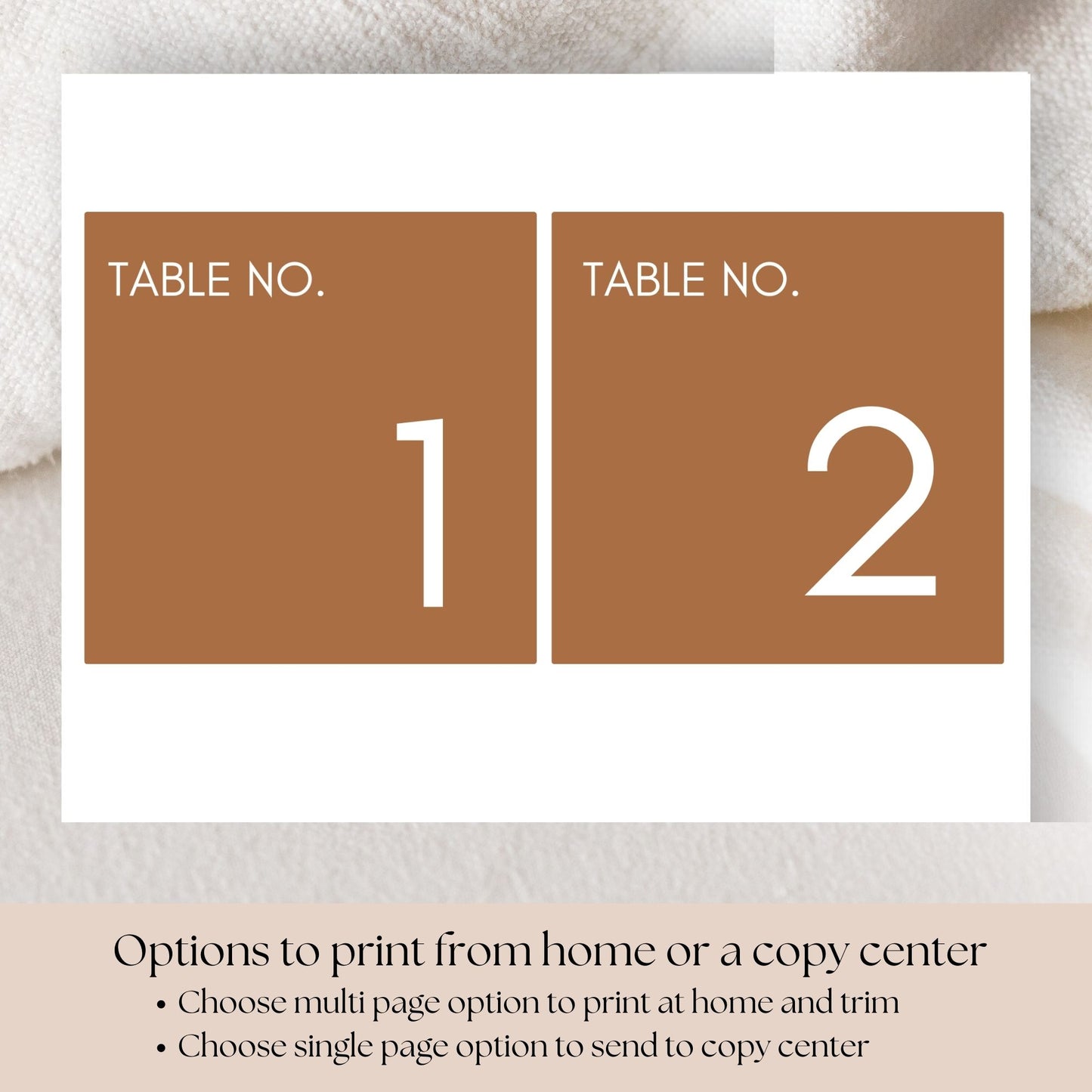 Terracotta Rust Minimalist Square Table Numbers Template | 5x5 Table Numbers Printable | Modern Square Wedding Table Numbers | Download in Canva