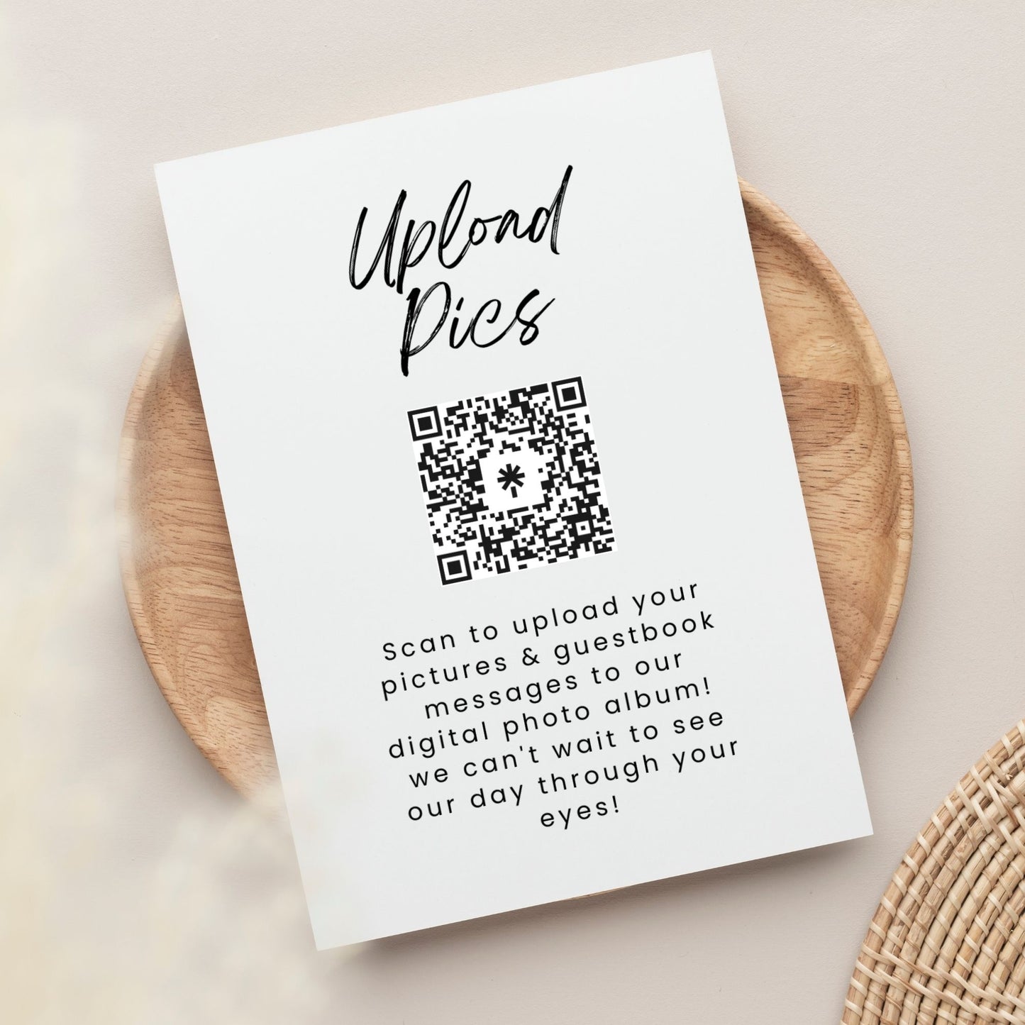 Upload Pics Wedding QR Code Card, Wedding Photo card, QR code wedding card, Instant Download, Edit with Canva, Single Page & Multi Page