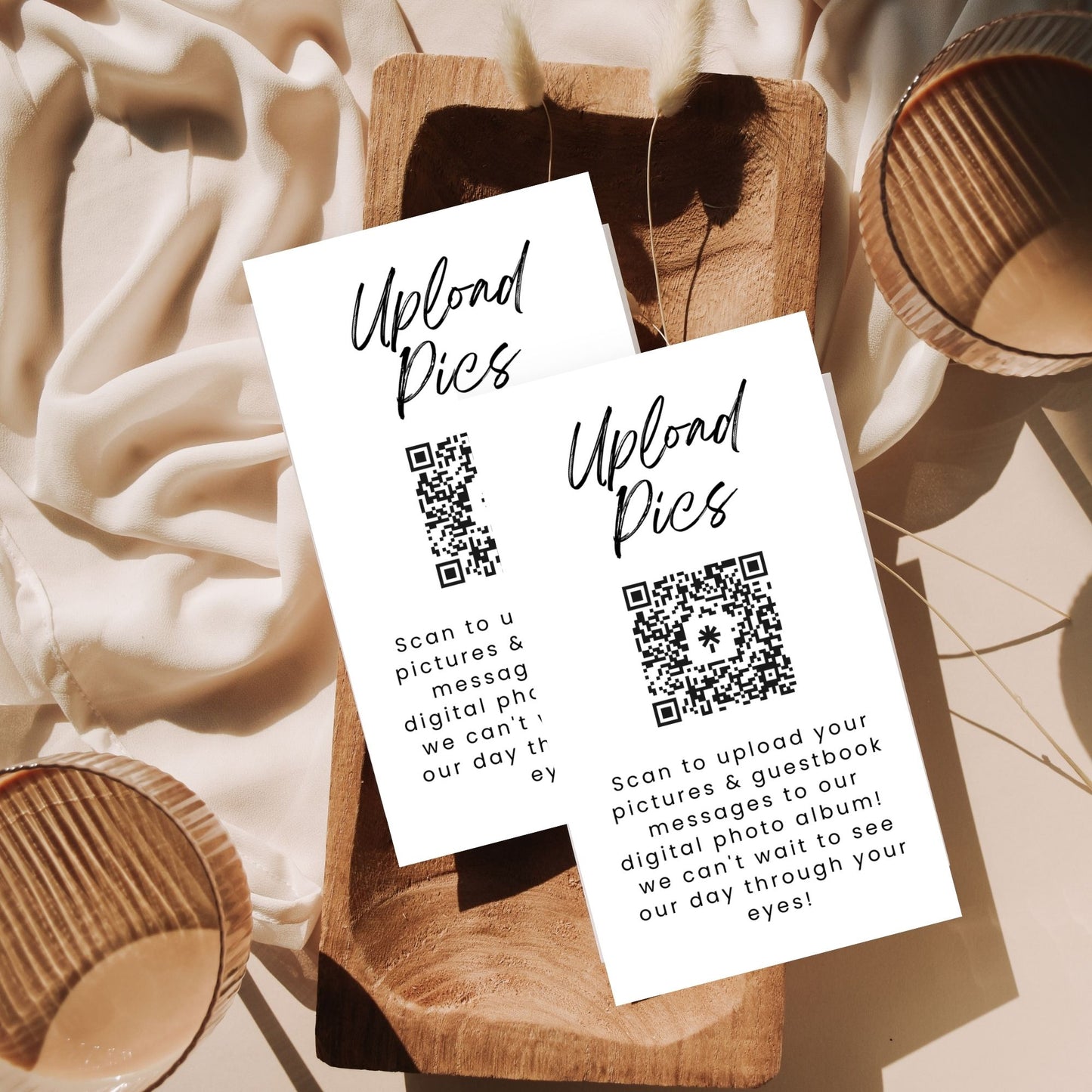 Upload Pics Wedding QR Code Card, Wedding Photo card, QR code wedding card, Instant Download, Edit with Canva, Single Page & Multi Page
