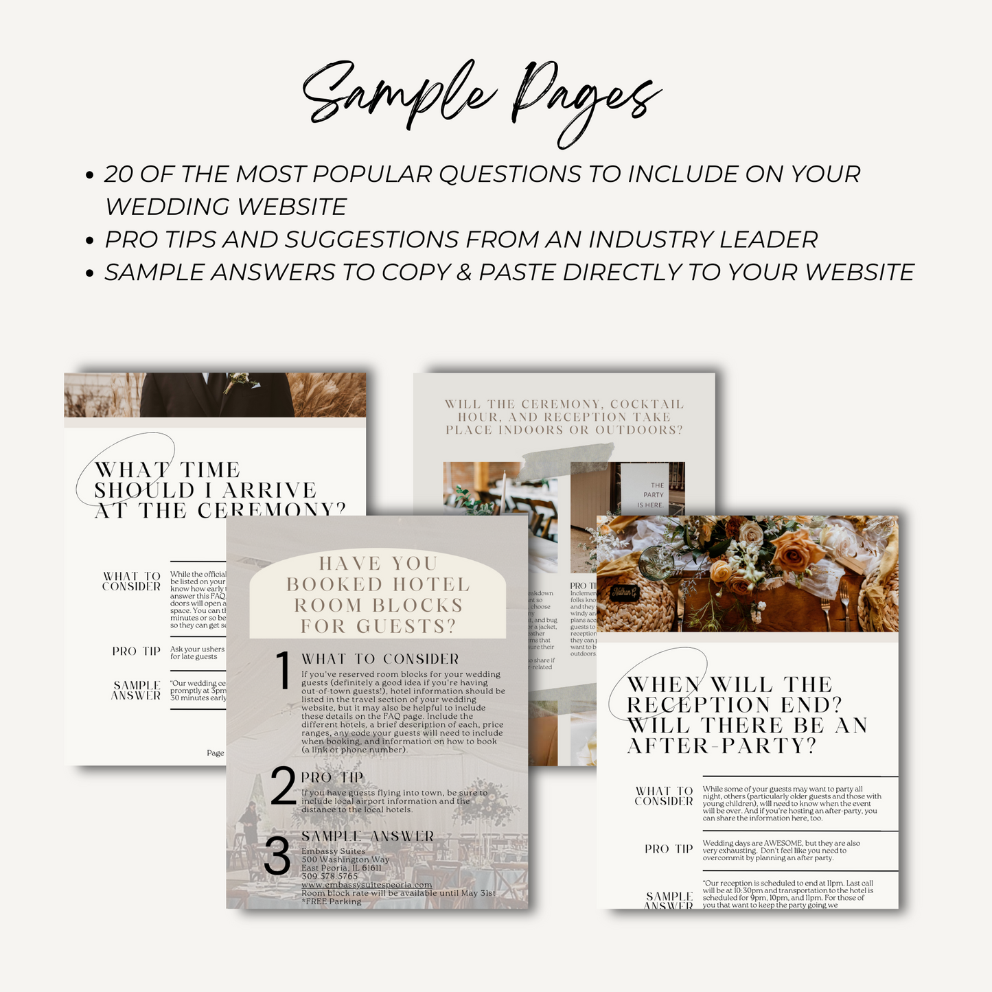 COPY & PASTE Wedding Website Frequently Asked Questions and Answers | Wedding Website FAQ's with Sample Answers | Instant Download