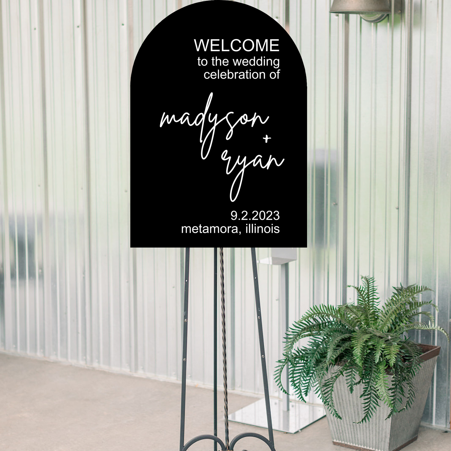 Black & White Arched Modern Welcome  Sign | Arched Welcome Sign | Minimalist Arch Sign | DIY Editable Wedding Sign | Canva INSTANT Download