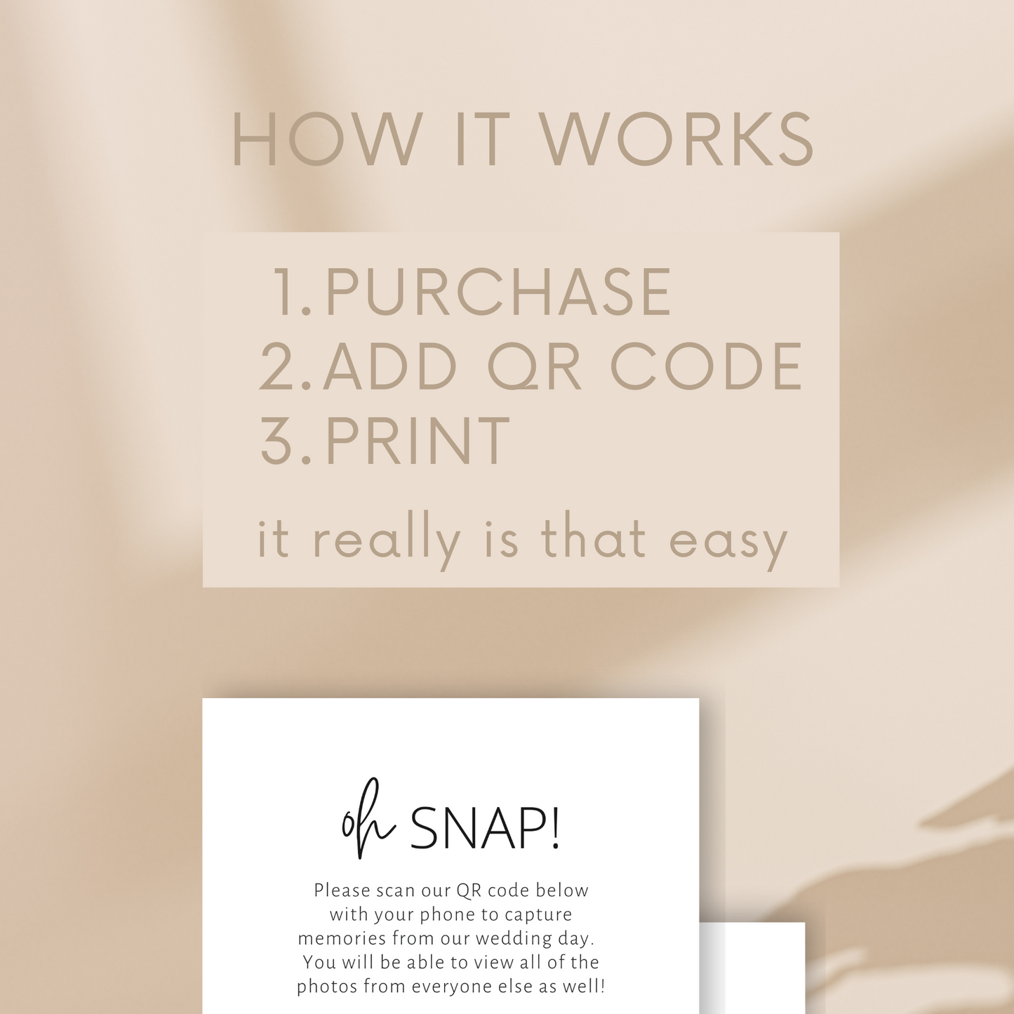 Oh Snap QR Code 8x10 Sign | Editable Oh Snap Wedding Sign | BONUS - QR Code Instructions | Capture Photos Sign | Canva Template