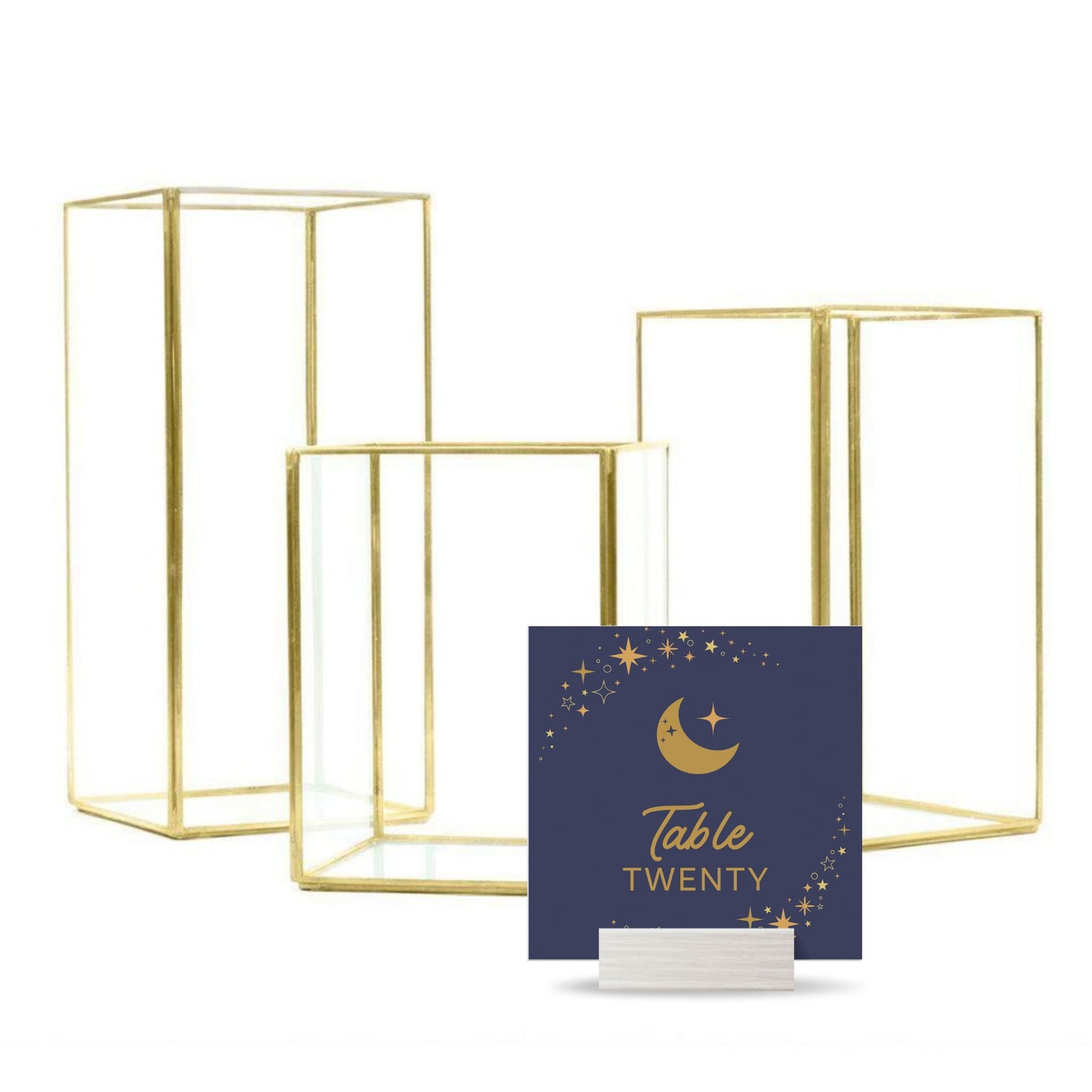 Celestial Table Number Template | 4x4 Table Numbers Printable | Square Sun & Moon Table Numbers | Navy and Gold Cosmic Wedding Stationery