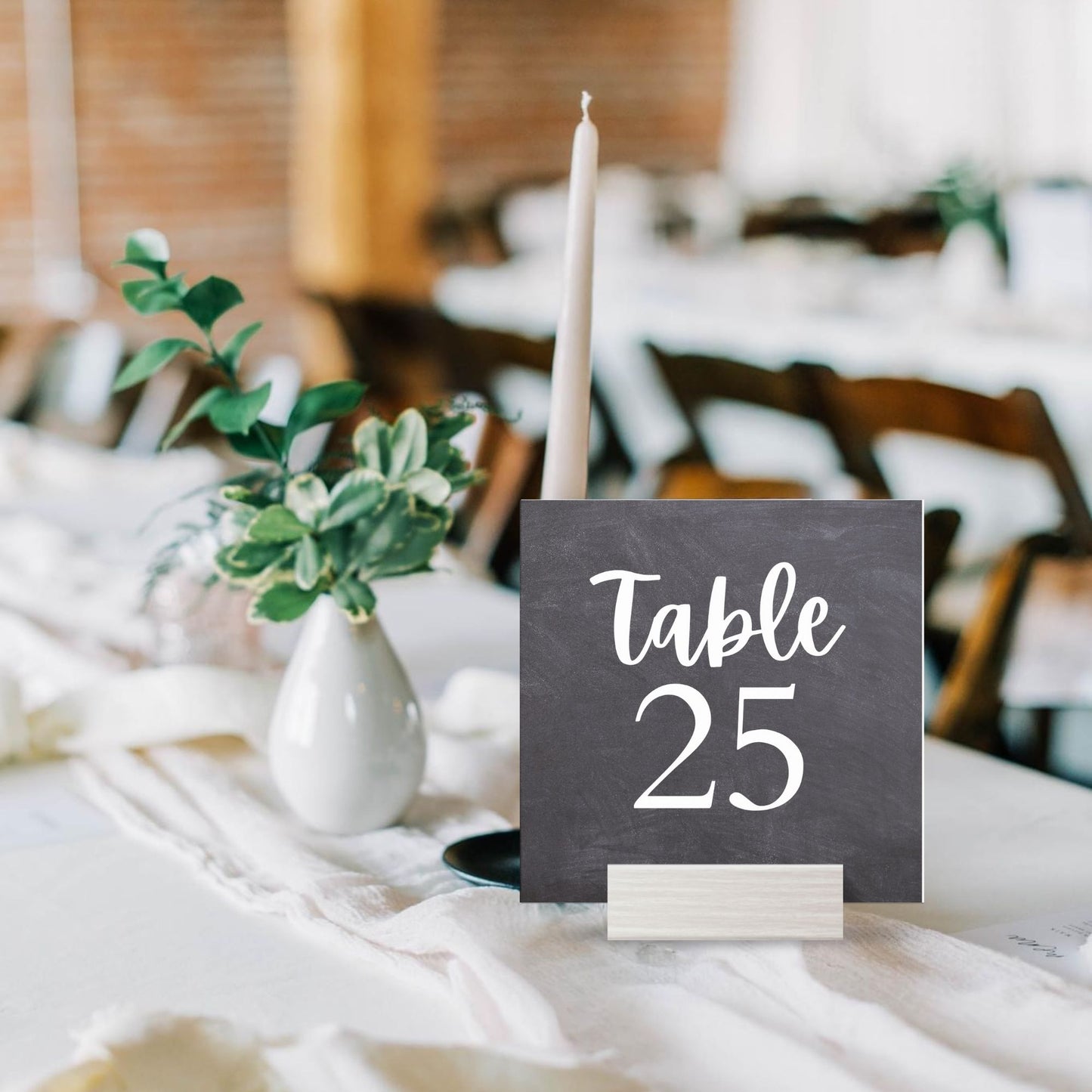 Chalkboard Table Number Canva Template | 4x4 Table Numbers Printable | Square Chalkboard Table Numbers | Black and Chalk Wedding Stationery