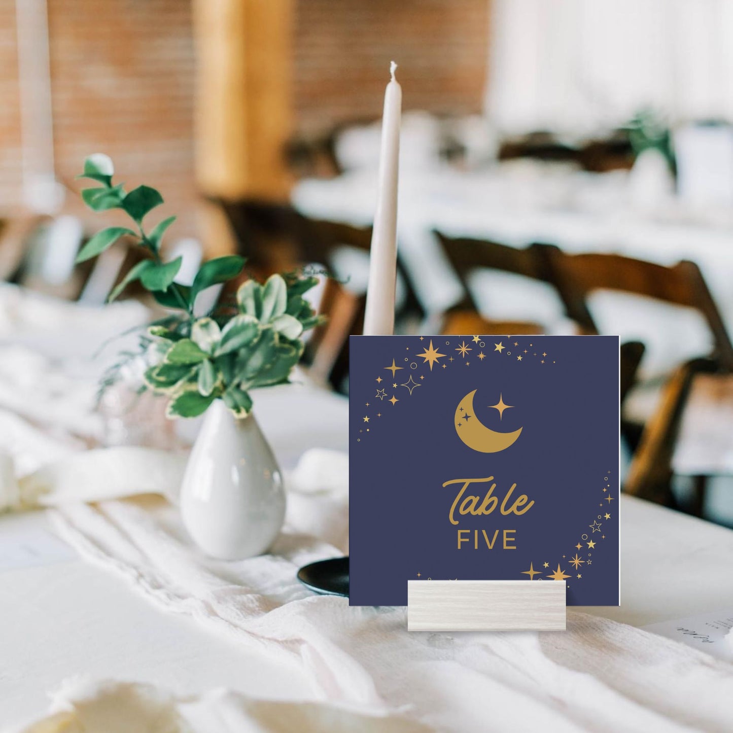 Celestial Table Number Template | 4x4 Table Numbers Printable | Square Sun & Moon Table Numbers | Navy and Gold Cosmic Wedding Stationery