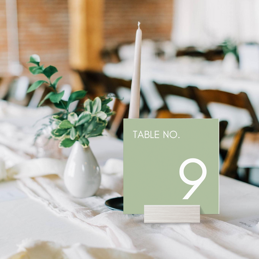 Sage Green Simple & Sweet Table Numbers Template | 5x5 Table Numbers Printable | Modern Square Wedding Table Numbers | Download in Canva