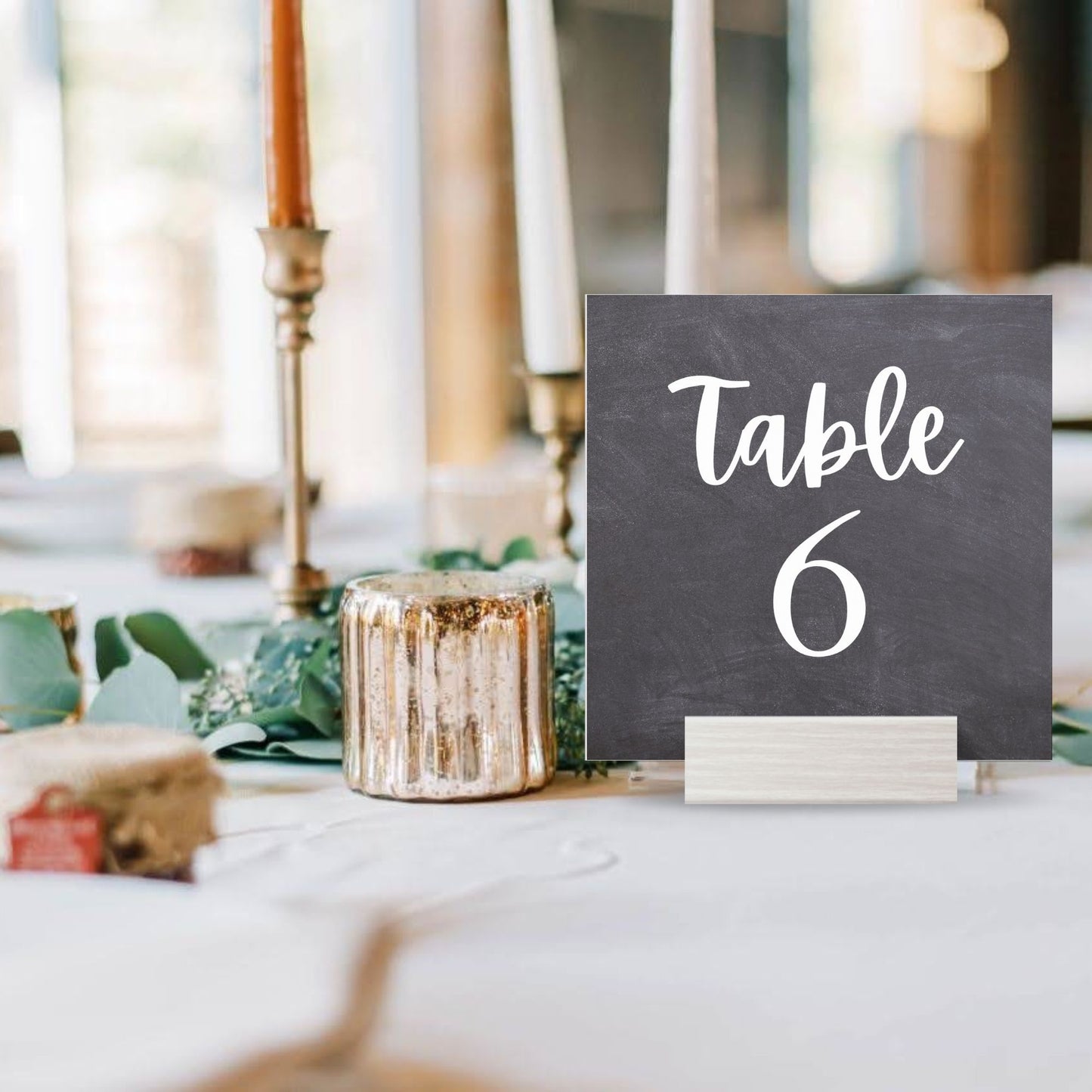 Chalkboard Table Number Canva Template | 4x4 Table Numbers Printable | Square Chalkboard Table Numbers | Black and Chalk Wedding Stationery