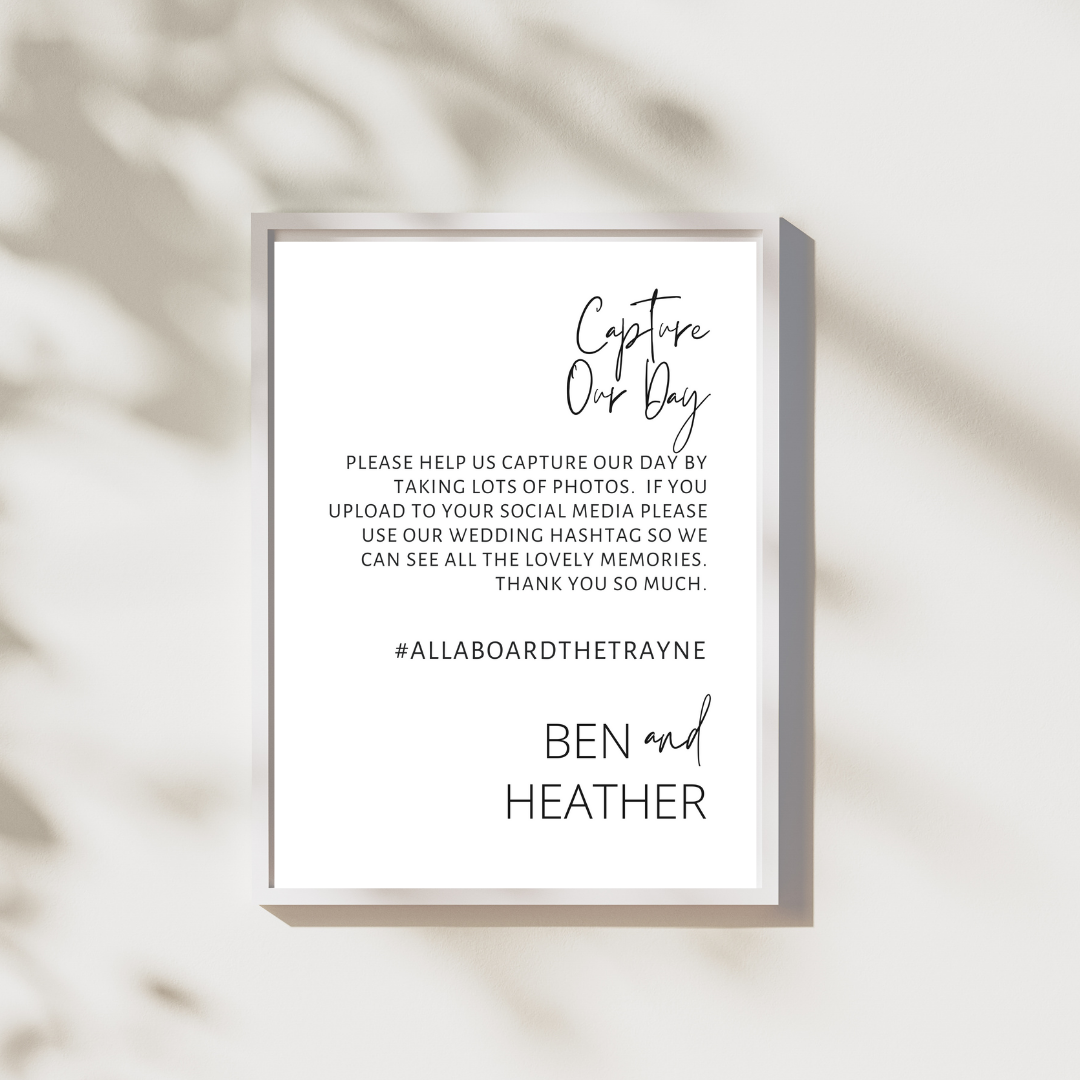Capture Our Day 8x10 Sign | Editable Capture Our Day Wedding Sign | Hashtag Sign | PictureSign | Capture Photos Sign | Canva Template
