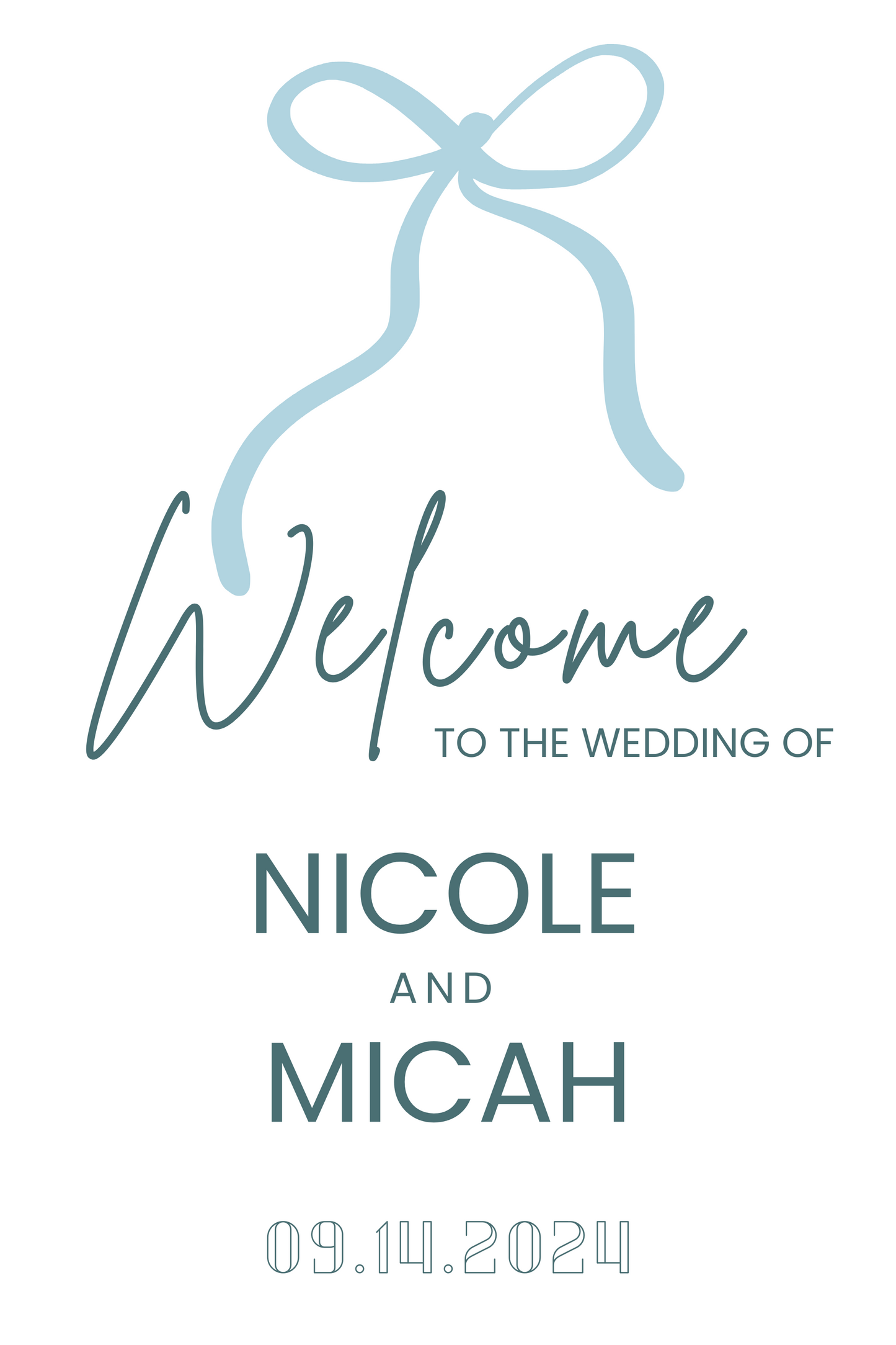 Bow Design Wedding Welcome  Sign | Baby Shower Welcome Sign | Dusty Blue Wedding | DIY Customized Wedding Sign | Canva INSTANT Download