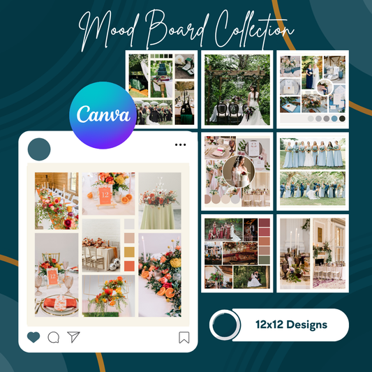 Mood Board Canva Template | Wedding Mood Boards | Brand Template | Designs by Color | Wedding Inspiration | Wedding Ideas | Vision Board