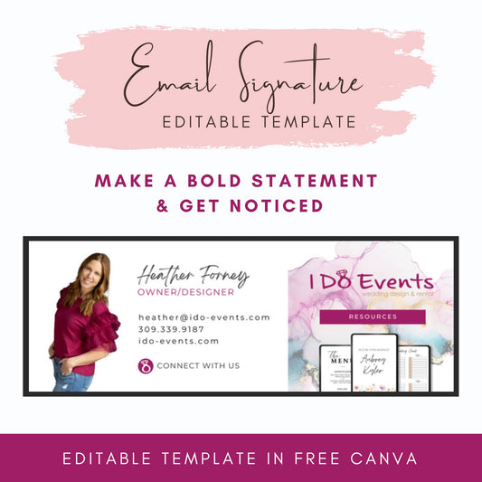 Email Signature Template with logo & photo! Editable Canva Business Card. Bold, Creative Colorful Calling Card, Professional, Gmail, Outlook