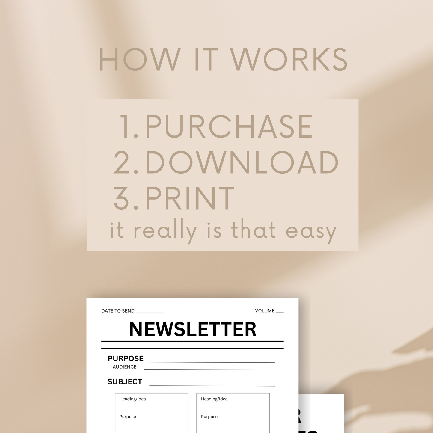 PRINTABLE PDF Newsletter Template Download | Newsletter Planning Template | Newsletter Organization Tool | Bonus - Newsletter Best Practices