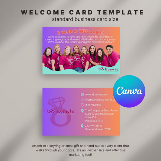 Welcome Card Canva Template | Team Photo Template | Business Card Template | Bright and Bold Business Card | Colorful Business Card Template