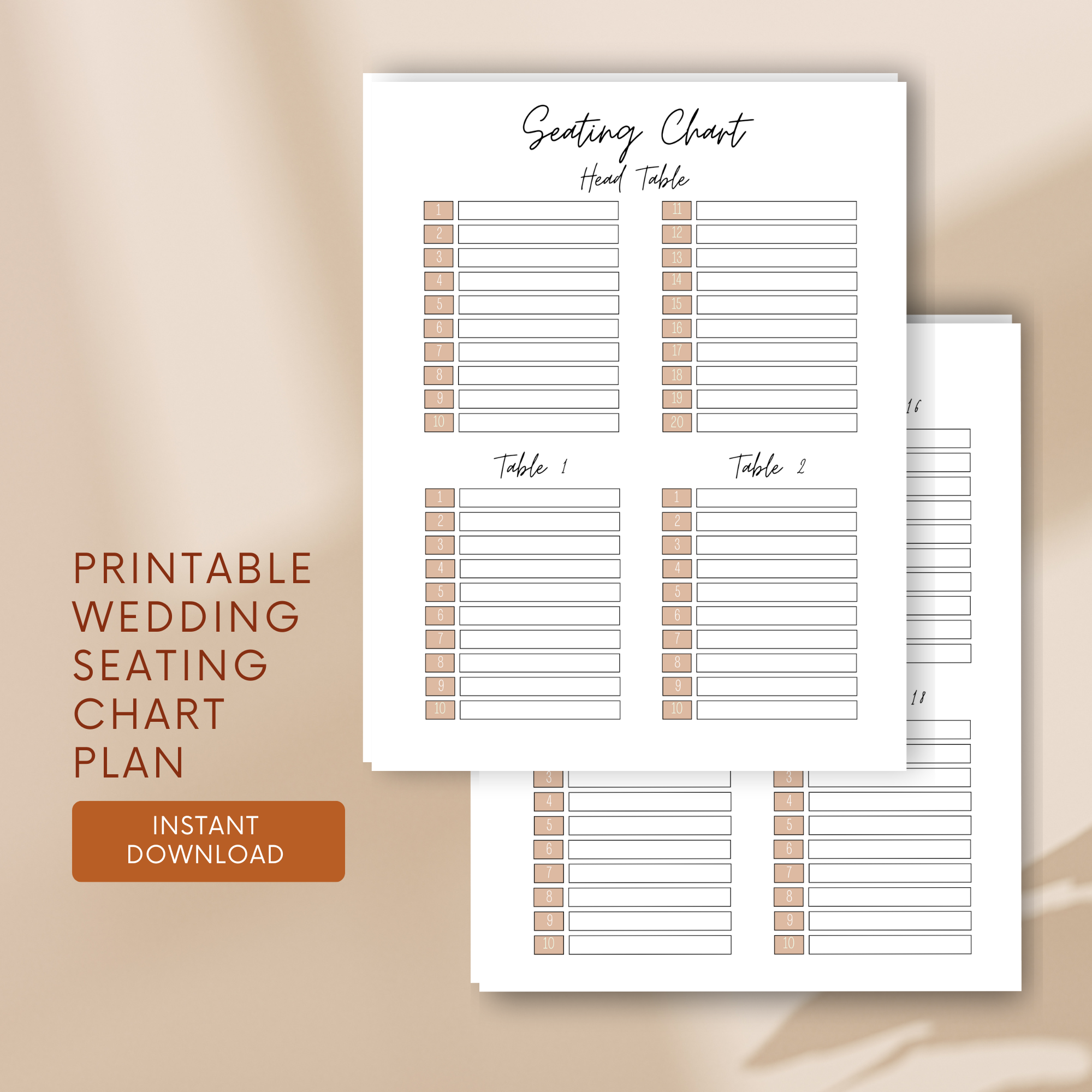 PRINTABLE wedding seating chart plan - Mauve – I Do Events