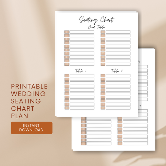 PRINTABLE wedding seating chart plan - Mauve