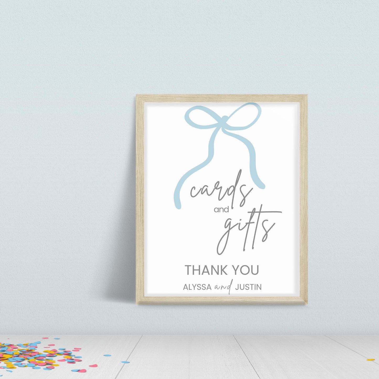 Bow Cards and Gifts Sign | Editable Cards and Gifts Wedding Sign | Wedding Sign | Baby Shower Cards & Gifts Template | DIY Canva Template |