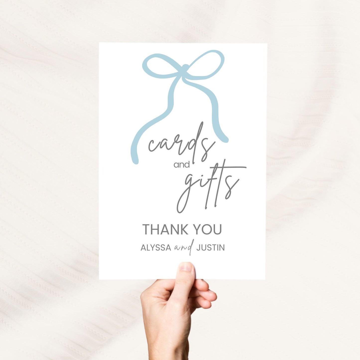 Bow Cards and Gifts Sign | Editable Cards and Gifts Wedding Sign | Wedding Sign | Baby Shower Cards & Gifts Template | DIY Canva Template |